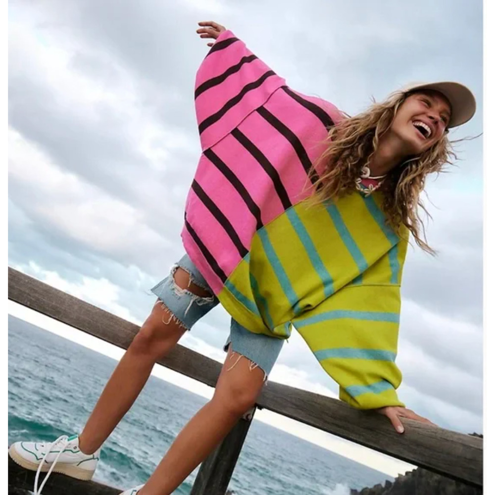 Free People Uptown Stripe Pullover Sweater Small NEW - Picture 1 of 4